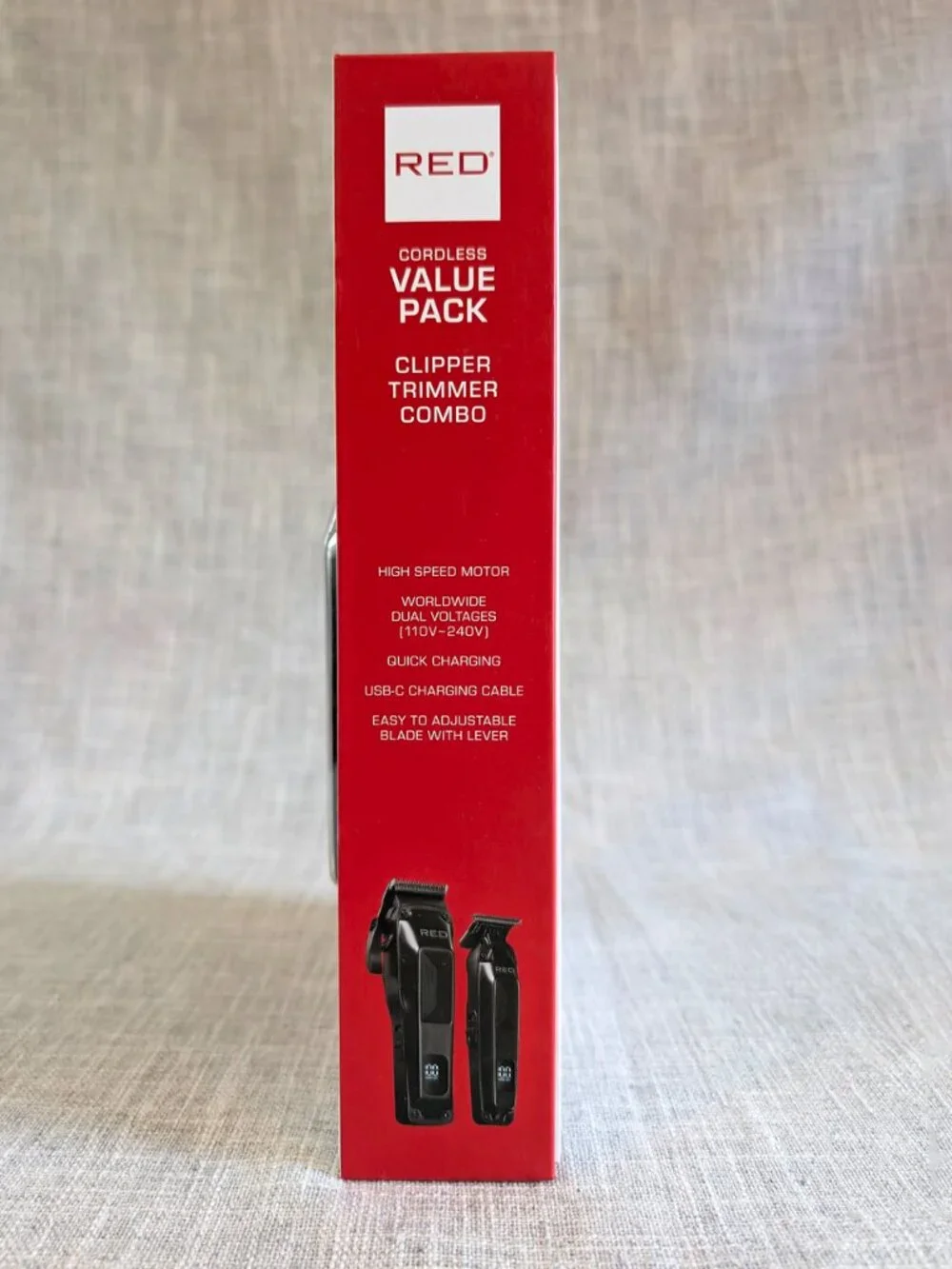 Red by Kiss Cordless Clipper & Trimmer Combo Set for Hair & Beard, Fade Clipper